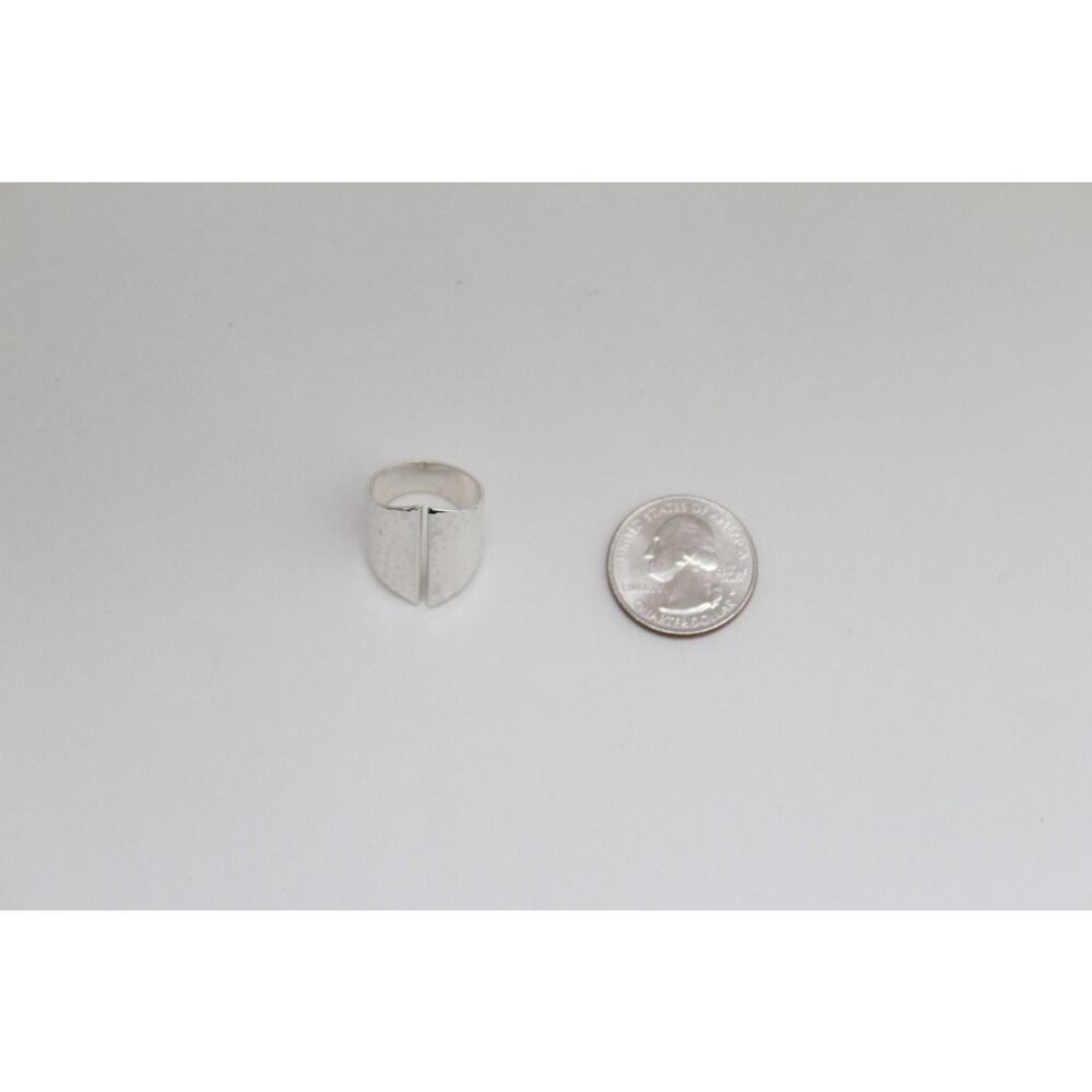 Sterling Silver Adjustable Hammered Shield Ring, … - image 4